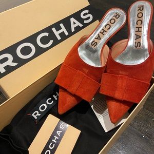 Rochas Red Mules Size 38 Wore 3x Only